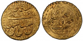 QAJAR: Fath 'Ali Shah, 1797-1834, AV toman (4.59g), Yazd, AH1233, A-2865, KM-753.13, a lovely mint state example! PCGS graded MS62, ex Dabestani Colle...