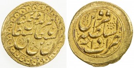 QAJAR: Nasir al-Din Shah, 1848-1896, AV toman (3.42g), Qazwin, AH1268, A-2921, lovely design, superb strike, choice About Unc, R, ex Dabestani Collect...