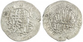 MUGHAL: Babur, 1526-1530, AR shahrukhi (4.49g), NM, ND, A-2462.2, Rahman-72, half-pointed quatrefoil obverse, looped quatrefoil reverse, VF to EF, R. ...