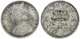 BRITISH INDIA: Victoria, Empress, 1876-1901, AR ½ rupee, 1883-C, KM-491, S&W-6.188, well-struck, with very detailed embroidery on this low relief date...
