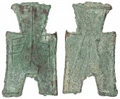 WARRING STATES: State of Zhao, 350-250 BC, AE spade money (6.22g), H-3.330, flat-handle square-foot spade money, lin in archaic script, Fine.

Estim...