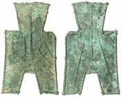 WARRING STATES: State of Han, 350-250 BC, AE spade money (5.43g), H-3.373, flat-handle square-foot spade type, qi bei in archaic script, small-size fl...