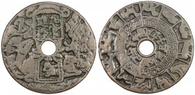 CHINA: AE charm (35.07g), CCH-1004, 57mm, capped board with jia guan jìn lù "promotion and raise" with a monkey on the lower portion, sycee at upper l...