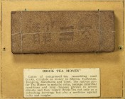 CHINA: tea brick money, an old example, likely produced at the end of the Qing dynasty or early during the Min Guo (Republic) era with three Chinese c...
