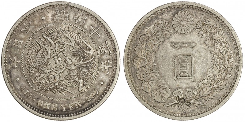 CHOPMARKED COINS: JAPAN: Meiji, 1868-1912, AR yen, year 15 (1882), Y-A25.2, with...