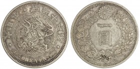CHOPMARKED COINS: JAPAN: Meiji, 1868-1912, AR yen, year 15 (1882), Y-A25.2, with one large Chinese merchant chopmark, EF, ex Dr. Axel Wahlstedt Collec...