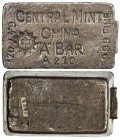 CHINA: Republic, AR ingot (200.82g), silver Chinese Government ingot stamped CENTRAL MINT / CHINA / "A" BAR / A210 / 6.47OZ / 999 FINE with small stam...