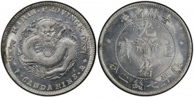 KIRIN: Kuang Hsu, 1875-1908, AR dollar, ND (1898), Y-183, L&M-516, small scales on dragon variety, double struck, much original mint luster, PCGS grad...