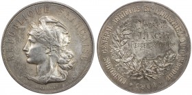 CAMBODIA: AR medal (48.91g), 1901, 47mm, French Indochina Agricultural and Industrial Competition silver medal by Vernon, REPUBLIQUE FRANÇAISE, laurea...