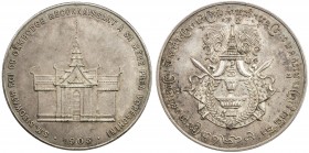 CAMBODIA: Sisowath, 1904-1927, AR medal (16.91g), 1905, Lecompte-127, 34mm unsigned silver medal for the King's Mother Préa Voréachini, temple with "S...