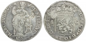 SUMENEP: Sultan Paku Nata Ningrat, 1811-1854, AR gulden (10.25g), KM-193, Madura Star countermark on 1764 Overijssel gulden (KM-63.3), light scratches...