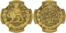 IRAN: Nasir al-Din Shah, 1848-1896, AV 2000 dinars, Tehran, AH1295, KM-923, Kian-4, ruler's titles within wreath // lion & sun, crown above, all withi...