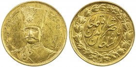 IRAN: Nasir al-Din Shah, 1848-1896, AV toman (2.89g), Tehran, AH1299, KM-933, lovely bold strike, lustrous EF to About Unc, ex Dabestani Collection. ...