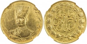 IRAN: Nasir al-Din Shah, 1848-1896, AV 2 toman, Tehran, AH1297, KM-942, first year of type, much scarcer than AH1299, harshly cleaned, NGC graded EF d...