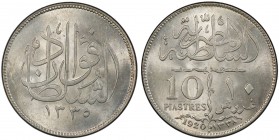 EGYPT: Fuad I, as Sultan, 1917-1922, AR 10 piastres, 1920/AH1338, Y-327, a lovely example! PCGS graded MS64.

Estimate: USD 300 - 500