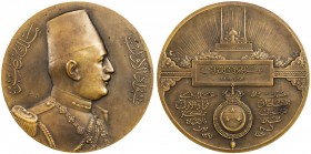EGYPT: Fuad I, as King, 1922-1936, AE medal, 1925/AH1340, 73mm, bronze medal by S. E. Vernier and signed 1924 for the The International Geographical C...