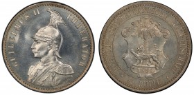 GERMAN EAST AFRICA: Wilhelm II, 1888-1918, AR ½ rupie, 1891, KM-4, J-712, a gem coin with captivating mirror-like surfaces, PCGS graded MS66.

Estim...