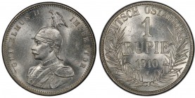 GERMAN EAST AFRICA: Wilhelm II, 1888-1918, AR rupie, 1910-J, KM-10, J-722, PCGS graded MS61.

Estimate: USD 140 - 180