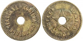 UGANDA: AE token, 23mm, SOCIETÀ COLONIALE ITALIANA // AFRICA EQUATORIALE around design of Belgian Congo coins from 1906-28, VF, RR. The Società Coloni...