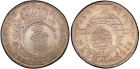 BRAZIL: Republic, AR medal, 1949, KM-CC3.1, counterstamped type VIII on 960 reis, KM-307 dated 1816; Numismatic Exposition, November 5-12, 1949; crown...