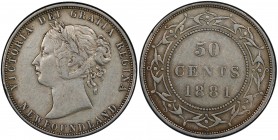 NEWFOUNDLAND: Victoria, 1837-1901, AR 50 cents, 1881, KM-6, PCGS graded EF40.

Estimate: USD 300 - 400
