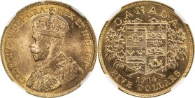 CANADA: George V, 1910-1936, AV 5 dollars, 1914, KM-26, NGC graded MS64, ex Bank of Canada Hoard. 

Estimate: USD 350 - 450