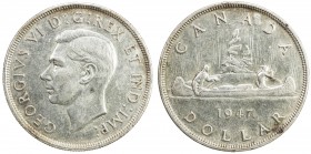 CANADA: George VI, 1936-1952, AR dollar, 1947 ML, KM-37, lightly cleaned, light reverse scratch, EF.

Estimate: USD 200 - 240