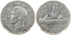 CANADA: George VI, 1936-1952, AR dollar, 1948, KM-46, key date (mintage of 18,780), NGC graded AU50.

Estimate: USD 900 - 1100