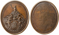 CUBA: Colony, AE medal (93.49g), 1858, Vives-409, 65x56mm unsigned oval bronze medal for the Inauguration of the Havana Water Works, fountain of Neptu...