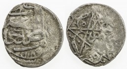 QASIMID: al-Mahdi al-'Abbas, 1748-1775, AR kabir (0.93g), San'a, AH1187, A-1145, Zeno-141087, ornate pentagram on the reverse, with no legend, mint & ...
