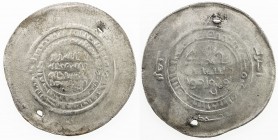 BANIJURID: al-Harith b. Harb, fl. late 10th century, AR multiple dirham (11.43g), NM, AH363, A-1439, citing the ruler in the outer margin of the rever...