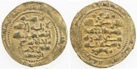 GHAZNAVID: Mas'ud III, 1099-1115, AV dinar (5.54g), Ghazna, AH(4)92, A-1647, first series, titles sanâ al-milla malik al-islam zahir al-imam, very cle...