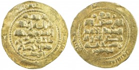 GHAZNAVID: Mas'ud III, 1099-1115, AV dinar (5.01g) (Ghazna), AH(4)92, A-1647, first series, always dated 492, with titles sanâ al-milla malik al-islam...