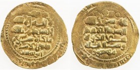 GHAZNAVID: Mas'ud III, 1099-1115, AV dinar (6.09g), Ghazna, AH(49)2, A-1647, first series, titles sanâ al-milla malik al-islam zahir al-imam,, legible...