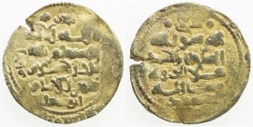 GHAZNAVID: Mas'ud III, 1099-1115, AV dinar (5.31g) (Ghazna), AH(492), A-1647, with titles sanâ al-milla malik al-islam zahir al-imam and majd al-ayyâm...