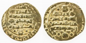 GHAZNAVID: Mas'ud III, 1099-1115, AV dinar (2.81g), Ghazna, DM, A-1647, second series, with the title ghiyath al-muslimin, EF. The 505 dated second se...