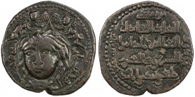 ZANGIDS OF AL-MAWSIL: Mawdud, 1149-1169, AE dirham (11.20g), NM, AH556, A-1858, SS-59, facing bust with two angels above, with the additional titles m...