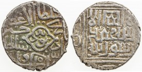 TIMURID: Sultan Husayn, 1469-1506, AR light tanka (4.14g), NM, ND, A-2435.2, Shi'ite reverse, Sunni kalima in center, names of the first four Shi'ite ...