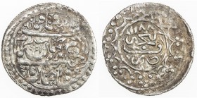 GANJA: Muhammad Hasan Khan, 1760-1780, AR abbasi (3.41g), Ganja, AH1188, A-A2944, Zand couplet obverse, reduced weight standard, used from late 1187 u...
