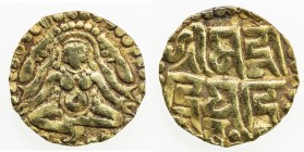 KALACHURIS OF TRIPURI: Gangeya Deva, ca. 1015-1040, AV 4½ masha (4.13g), De-119, seated deity Lakshmi // 3-line royal legend, VF to EF.

Estimate: U...