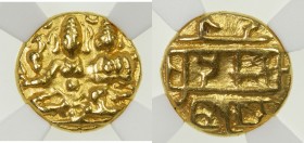 VIJAYANAGAR: Hari Hara II, 1377-1404, AV ½ pagoda, ND, Fr-350, Vishnu with Lakshmi // Devanagari Sri Pratapa Harihara, NGC graded MS62.

Estimate: U...