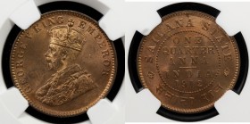 SAILANA: Jaswant Singh, 1890-1919, AE ¼ anna, 1912, KM-16, in the name of George V, NGC graded MS64 RB.

Estimate: USD 100 - 150