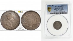 BRITISH INDIA: William IV, 1830-1837, AR ¼ rupee, 1835(c), KM-448, SW-1.69, Prid-91, dot after date, F in relief, pleasing lustrous tone, PCGS graded ...