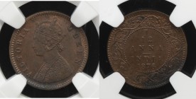 BRITISH INDIA: Victoria, Queen, 1837-1876, AE 1/12 anna, 1876(c), KM-465, S&W-5.62, NGC graded MS63 BR.

Estimate: USD 50 - 75