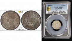 BRITISH INDIA: Victoria, Queen, 1837-1876, AR ¼ rupee, 1862(c), KM-470, S&W-4.130, a lovely example! PCGS graded MS64.

Estimate: USD 75 - 100