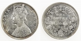 BRITISH INDIA: Victoria, Queen, 1837-1876, AR rupee, 1862(b), KM-473.1, S&W-4.67a, 0/3 beads, very lustrous, About Unc.

Estimate: USD 70 - 100