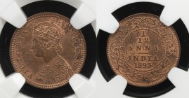 BRITISH INDIA: Victoria, Empress, 1876-1901, AE 1/12 anna, 1893(c), KM-483, NGC graded MS63 RB.

Estimate: USD 50 - 75