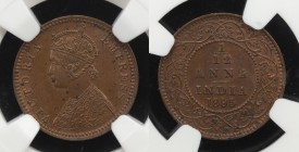 BRITISH INDIA: Victoria, Empress, 1876-1901, AE 1/12 anna, 1895(c), KM-483, NGC graded MS62 BR.

Estimate: USD 40 - 60