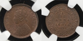 BRITISH INDIA: Victoria, Empress, 1876-1901, AE 1/12 anna, 1898(c), KM-483, NGC graded MS64 BR.

Estimate: USD 50 - 75