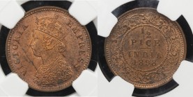 BRITISH INDIA: Victoria, Empress, 1876-1901, AE ½ pice, 1898(c), KM-484, NGC graded MS63 RB.

Estimate: USD 50 - 75